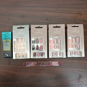 Helios 4 pack Glue on Nails Gel Effect Polished Nail Medic Super Hydration File